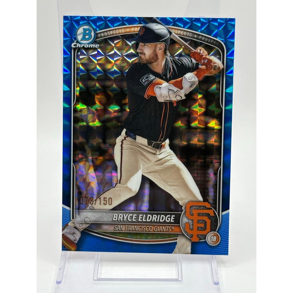 2025 Bowman Chrome Bryce Eldridge Blue Geometric Refractor 73/150 SP Giants